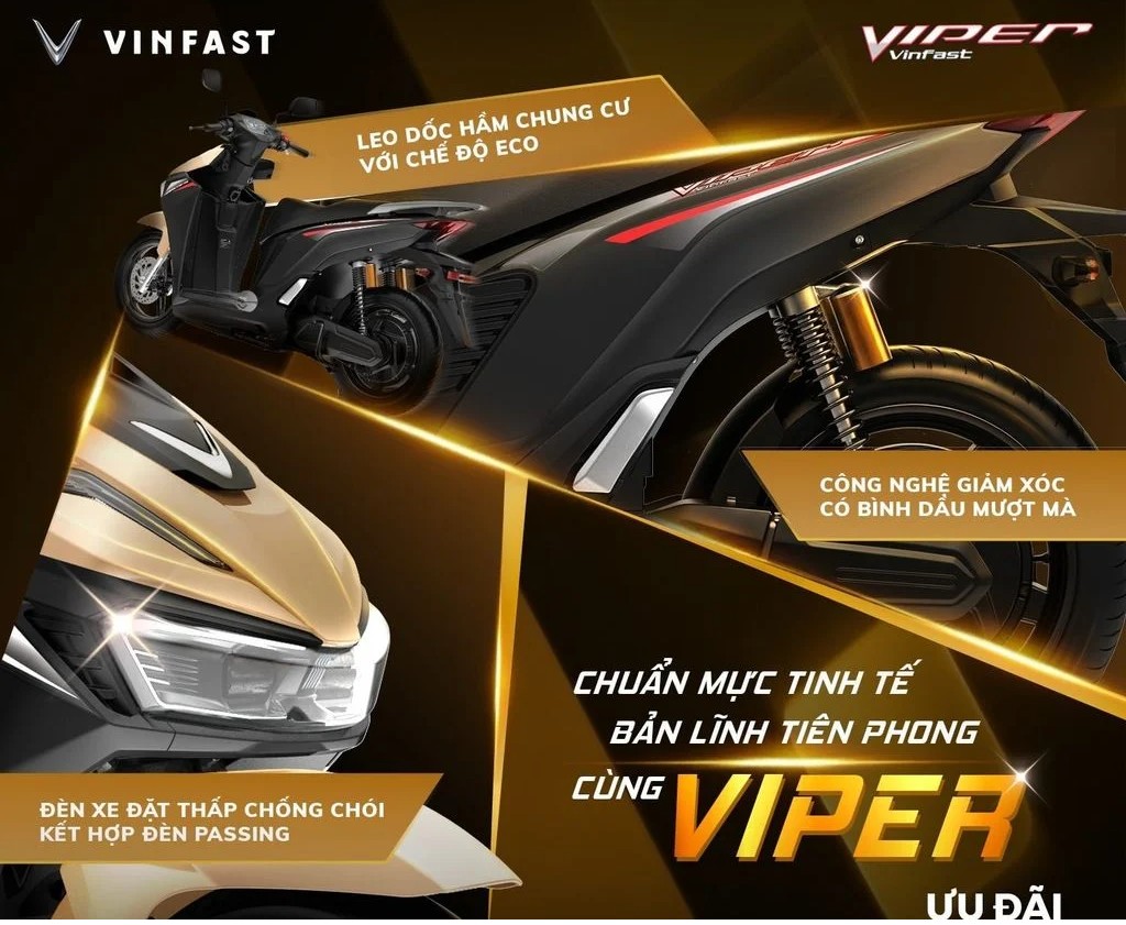 Ảnh quảng bá VinFast Viper với cận cảnh cụm đèn trước