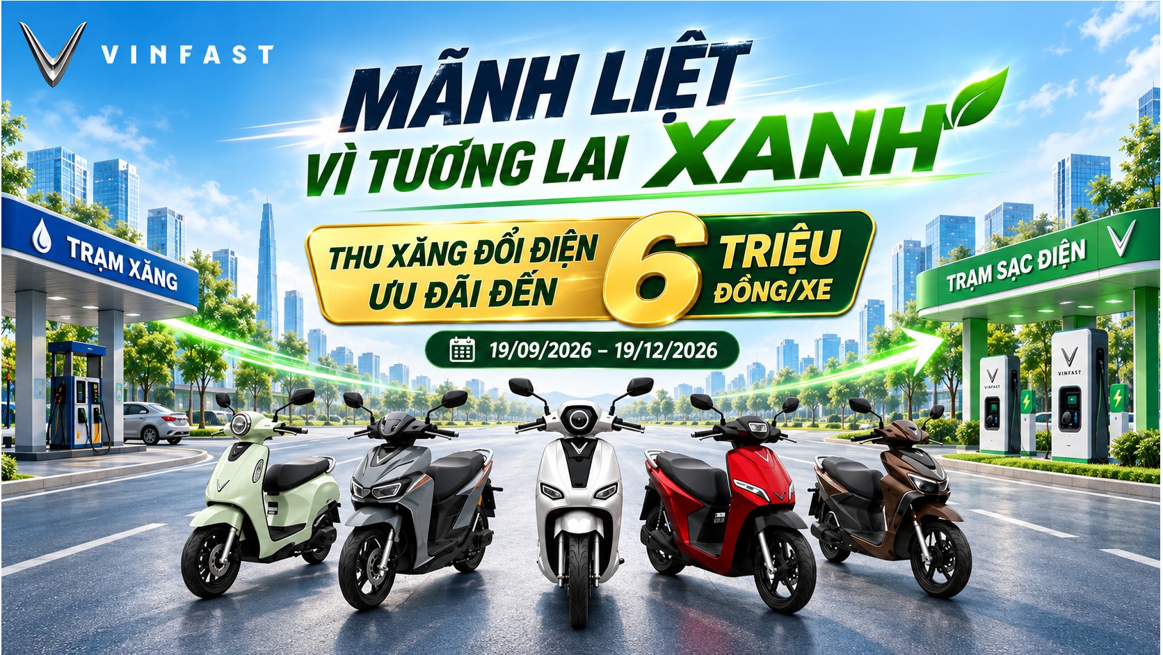 Vì Tương Lai Xanh 2: ưu đãi xe máy điện VinFast đến 6 triệu